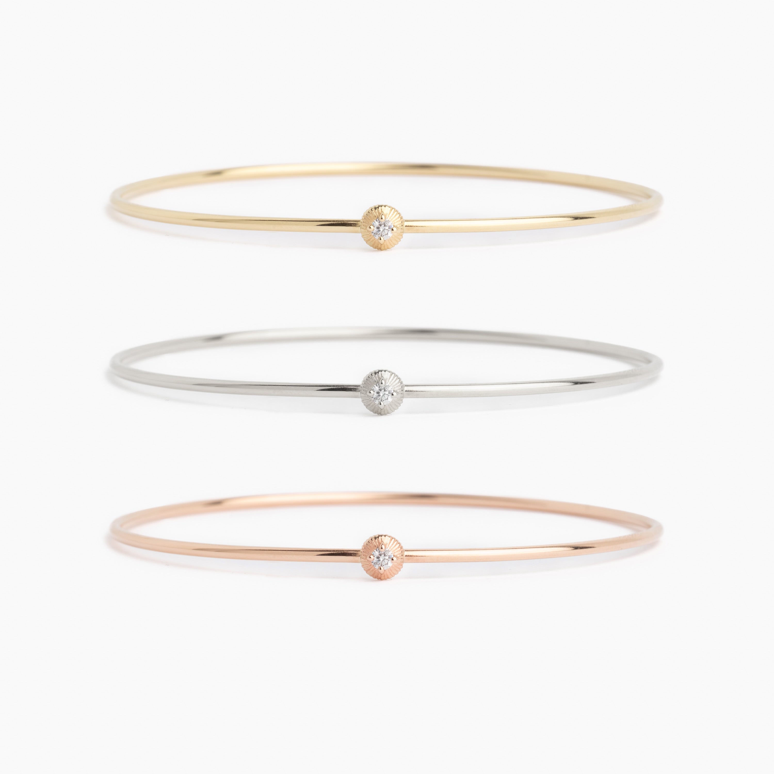 The Fluted Diamond Button Bangle